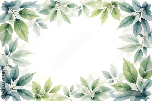 Wallpaper Mural Soft watercolor illustration of botanical leaves forming a decorative frame on a white background. Ideal for wedding invitations, natural branding, poster design, greeting cards Torontodigital.ca