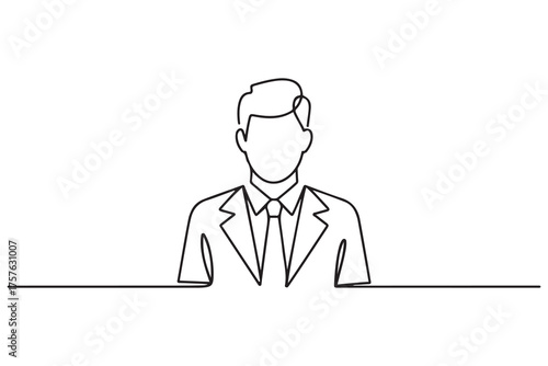 Businessman line icon. Man in tie. Occupation concept. Can be used for topics like top management, banking. one line Icon drawing. with white background