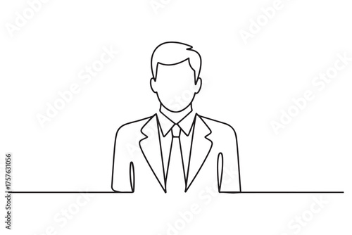 Businessman line icon. Man in tie. Occupation concept. Can be used for topics like top management, banking. one line Icon drawing. with white background
