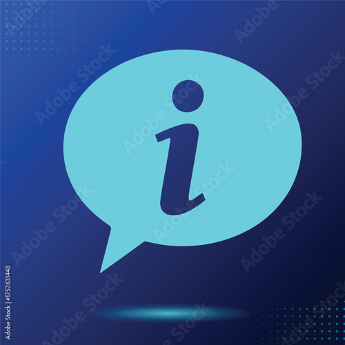 Information speech bubble icon on a dark blue background, for queries or help