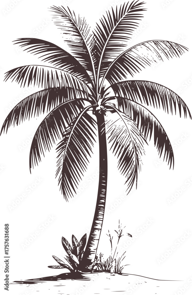 Obraz premium Black and white palm tree illustration tropical nature
