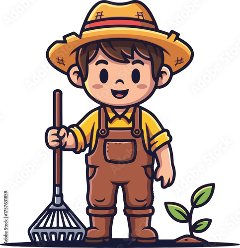 Cute Little Farmer Vector