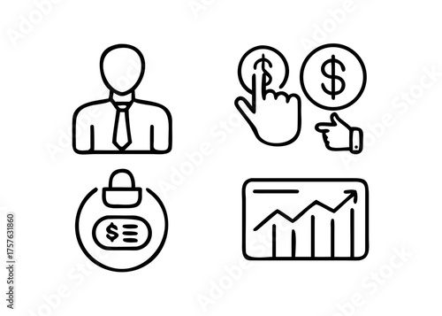 business people icon set, Business people, human resources, office management - thin line web icon set. Outline icons collection. Simple vector illustration