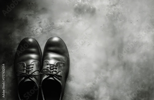 Elegant Black Shoes on a Textured Floor in Soft Light