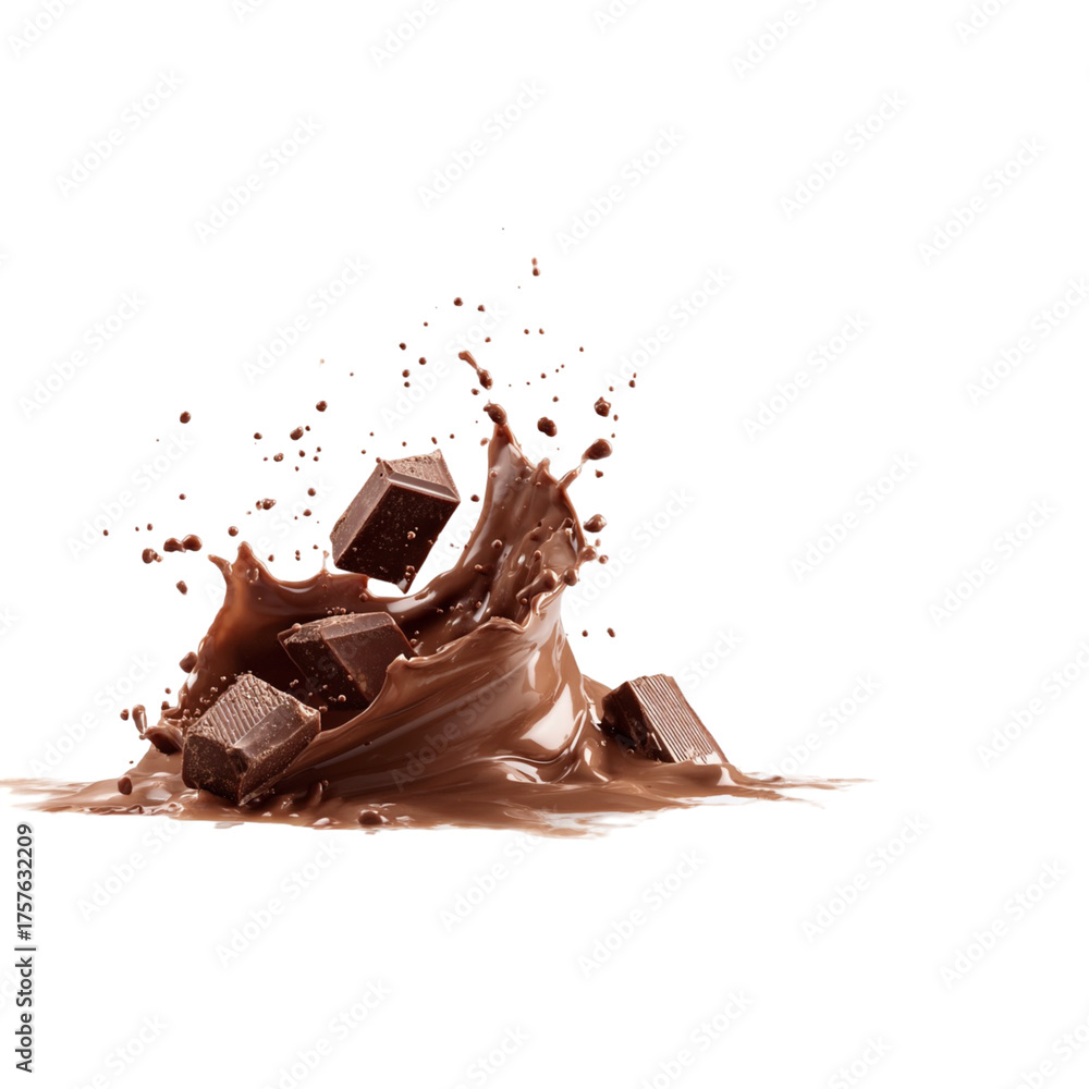 Fototapeta premium Dynamic chocolate splash frozen in motion against a