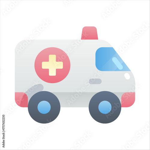 Ambulance Emergency Medical Vehicle Icon in Flat Graded Style