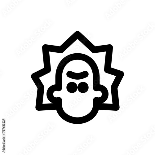 Obraz na plátně Illustration of a stylized cartoon character head with spiky hair in bold black