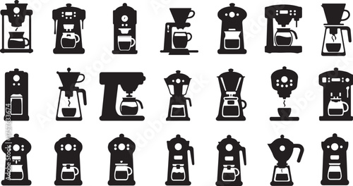 Funny cartoon people and silhouette vector set of icons and symbols