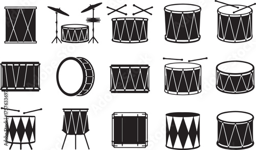 Black and white garbage bag icon set illustration