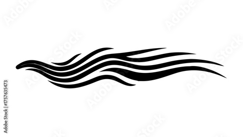 Abstract black and white flowing lines forming a wave like pattern on a white background illustration
