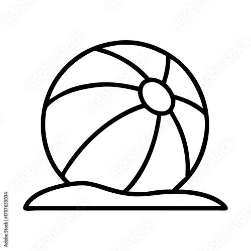 Get ready for summer fun with this beach ball outline, perfect for adding a playful touch to your designs and inspiring sunny vibes, an icon of vacation