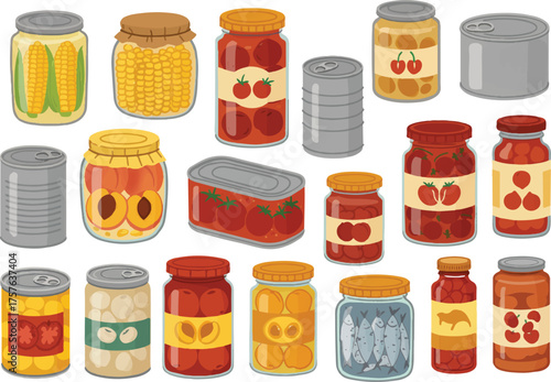 Set of jars with jam vector illustration for breakfast and  design