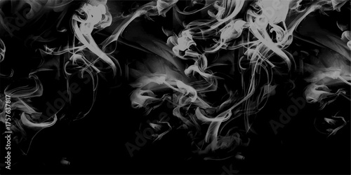 Smoke steam set of airborne particulates and gases emitted. Realistic cigarette smoke or steam waves of hot coffee or tea. Abstract, messy, splattered, sprayer texture. Halftone vector smoke texture.