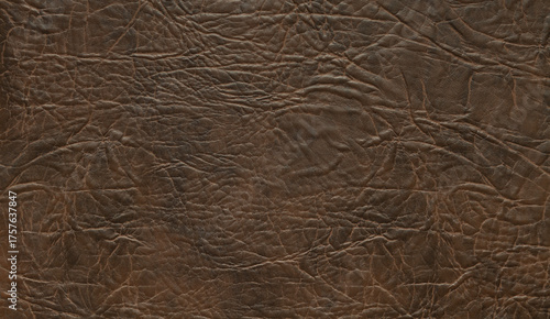 Brown imitation leather background. Imitation leather surface. Brown imitation leather texture. Close up.
