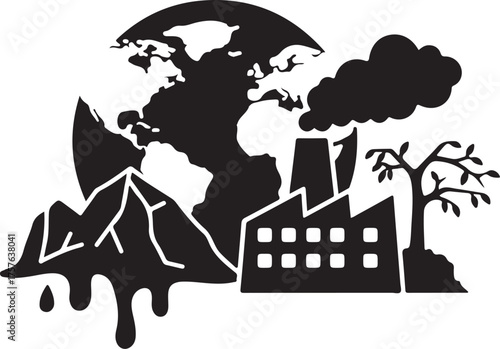 Industrial city skyline vector illustration