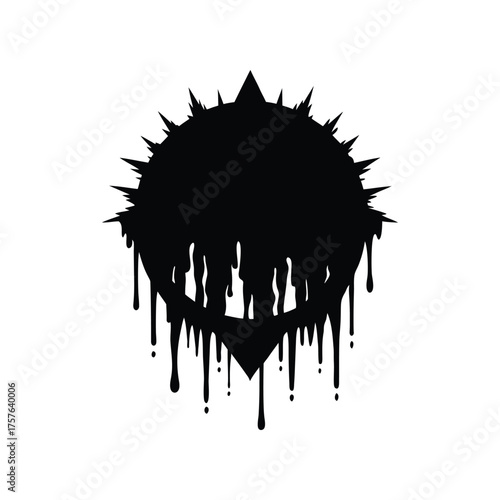 Abstract Dripping Spiked Circle Graphic Illustration for Designs and Creative Projects