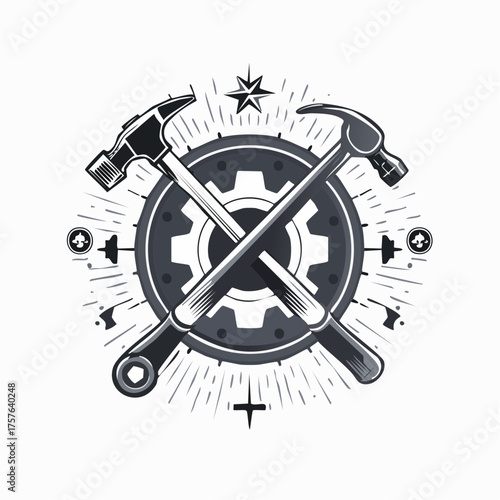 Industrielle Retro-Vektorabzeichen ohne Schrift