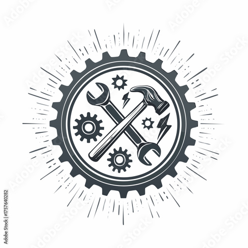 Industrielle Retro-Vektorabzeichen ohne Schrift