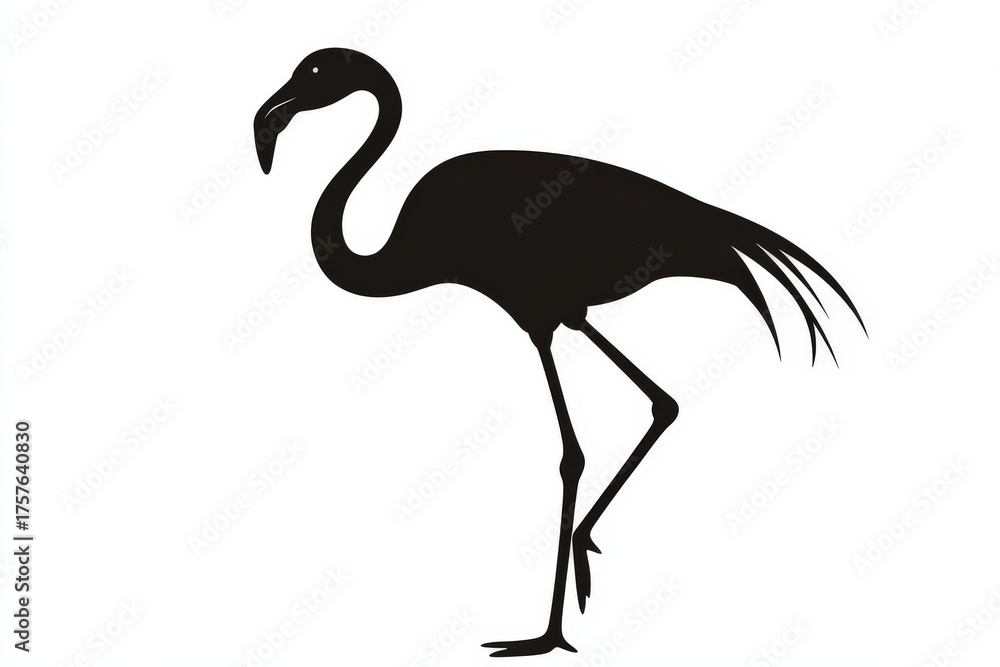 Obraz premium Flamingo silhouette isolated on white background with elegant stance