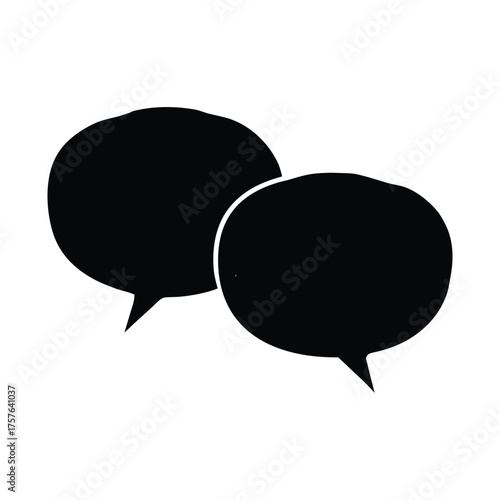 Modern vector illustration of two speech bubbles, symbolizing dynamic digital communication, online chat, interactive dialogue, and conceptual message exchange for interfaces