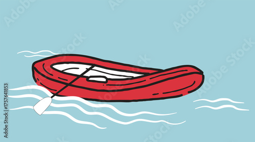 Red Boat on Water