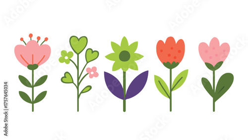 Cartoon Flower Collection, Whimsical Botanical Illustrations in Vibrant Colors, cartoon flower illustration, whimsical flower design, colorful botanical art, cute flower clipart,