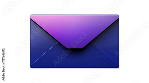 A modern and sleek envelope icon shines with a beautiful purple and blue gradient against a simple white background symbolizing digital messages and email