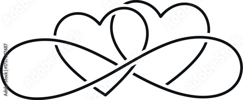 Two interlocked heart shapes forming an infinity symbol representing eternal love