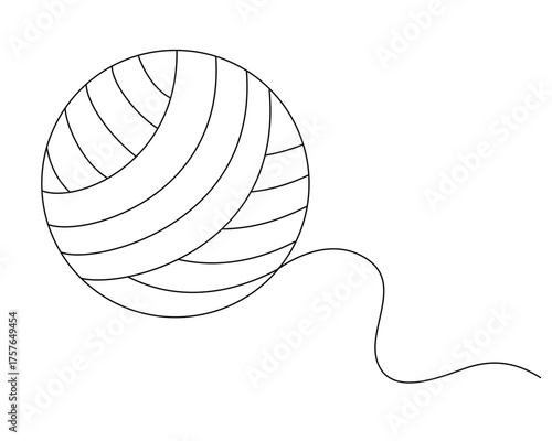 Ball of yarn - vector lineart for coloring, logo, or pictogram. Outline. Knitting yarn, ball of yarn for coloring book