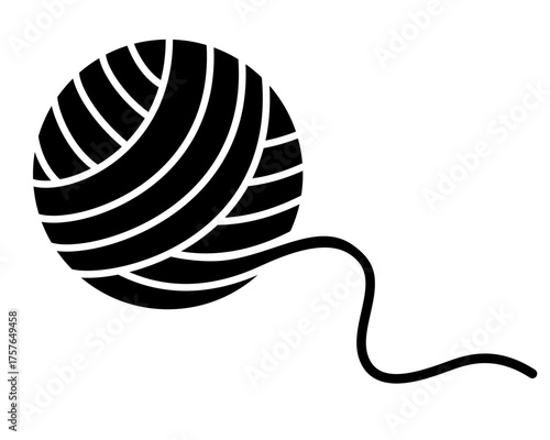 A ball of yarn - a vector silhouette image for a stencil, logo, or pictogram. Knitting thread, a ball