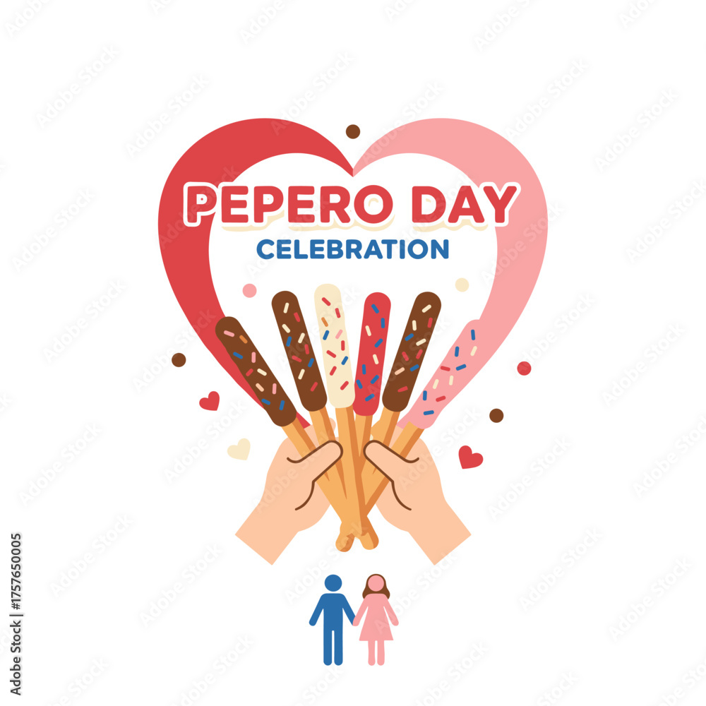 Obraz premium Illustration vector of a romantic Pepero Day celebration banner featuring Pepero sticks, chocolate biscuit sticks, and a Pocky straw stick set