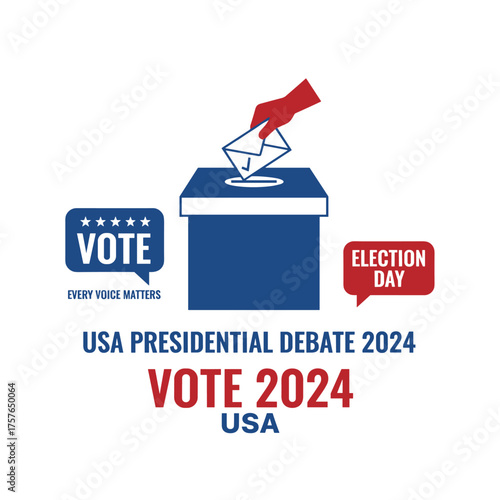 Cast your vote—every voice matters—here’s a vector banner template for the 2024 U