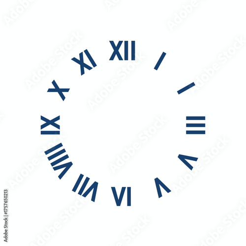 Roman numerals from I to XII displayed alone against a white backdrop, suitable for watch faces
