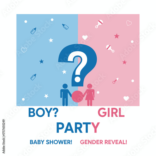 A blue and pink backdrop for a gender reveal party, ideal for baby shower invitations, announcements, or creative party designs