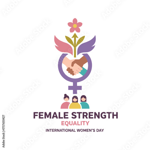 Celebrating feminine power, womanhood, equality, and empowerment in society with a female symbol icon for International Women's Day
