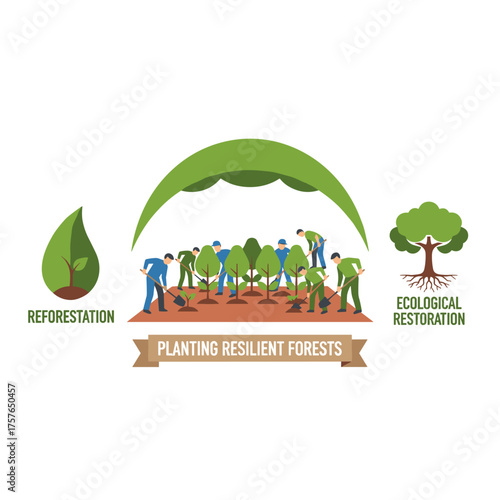 Reforestation involves ecological restoration by planting suitable tree seedlings to create a more resilient, fire‑resistant forest on previously abandoned land