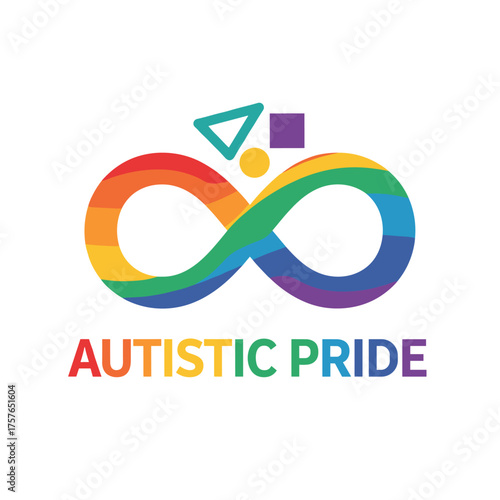 A rainbow-colored infinity symbol, featuring a spectrum gradient shaped like the infinity sign, serves as a neurodiversity emblem for Autistic Pride Day