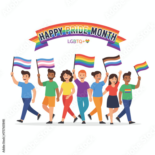 People hold flags to support the LGBT community, celebrating Pride Month with gay parades and advocating for LGBT rights