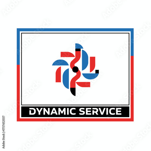 A futuristic digital poster card template featuring a blue and red vector design on a black background with contrasting color borders, showcasing elegant technology for web services