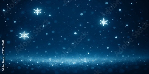 Abstract blue background **with twinkling stars evokes a dark, winter night sky **or a festive Christmas holiday 🌌