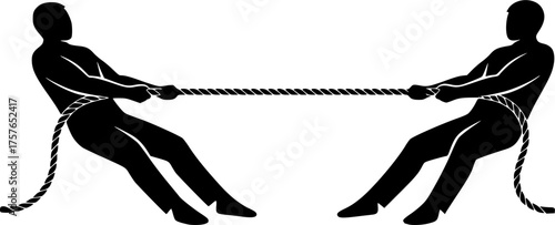 Tug-of-war Icon Competition Conflict Black and White Minimalist Design
