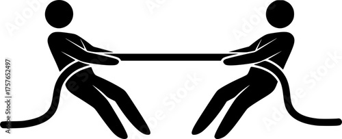 Tug-of-war Icon Competition Conflict Black and White Minimalist Design
