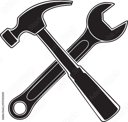 A crossed hammer and wrench icon representing tools and construction work