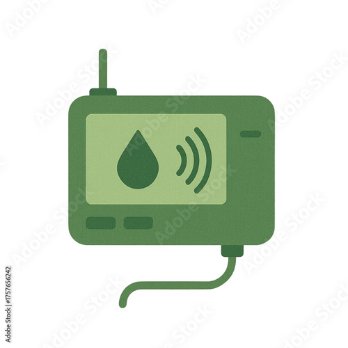 Flat vector smart irrigation controller representing automated eco water systems.