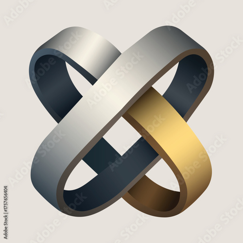 3D Metallic Interlocked Rings Business Logo Design