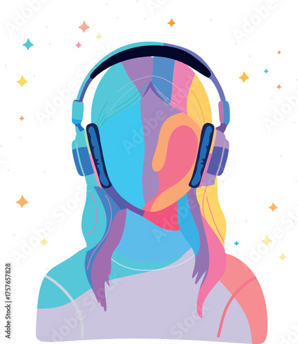 Faceless Woman with Headphones
