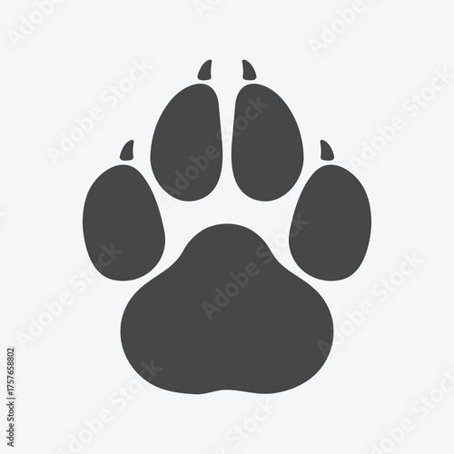 grizzly bear footprint silhouette illustration, sticker, graphics