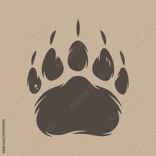 grizzly bear footprint silhouette illustration, sticker, graphics