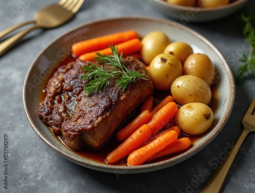 Grilled Beef Strip Loin Steak with Roast Vegetables