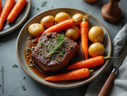 Grilled Beef Strip Loin Steak with Roast Vegetables